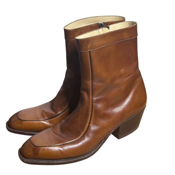 VTG Dan Post Boots Women’s 9 Brown Leather Side Zip Boho Western Indie Granola - Picture 5 of 16